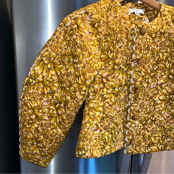 KIKA Vargas CROP JACKET NEW Mum Floral Quilted Jacket GOLD Yellow tan Button Up - Picture 7 of 16